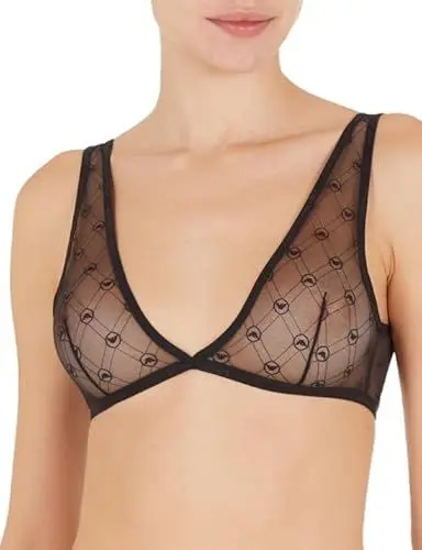 Produktbild: Emporio Armani Damen Emporio Armani Women's Bralette All Over Mesh Monogram Bra, Schwarz, L EU