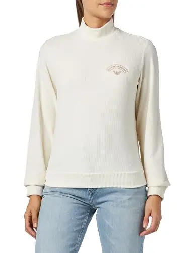 Produktbild: Emporio Armani Damen Emporio Armani Women's Sweater Ribbed Velour Sweatshirt, Pale Cream, L EU