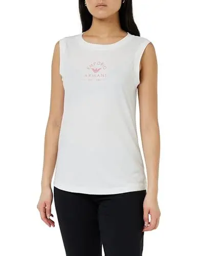 Produktbild: Emporio Armani Damen Iconic Stretch Cotton Logoband Loungewear Tank T-Shirt, White, S
