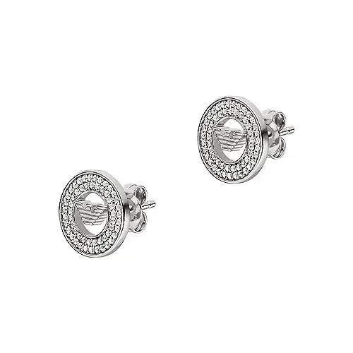 Produktbild: Emporio Armani Damen Ohrringe aus Edelstahl oder Halbedelsteinen mit Push-Back-Verschluss, Grau und Weiß