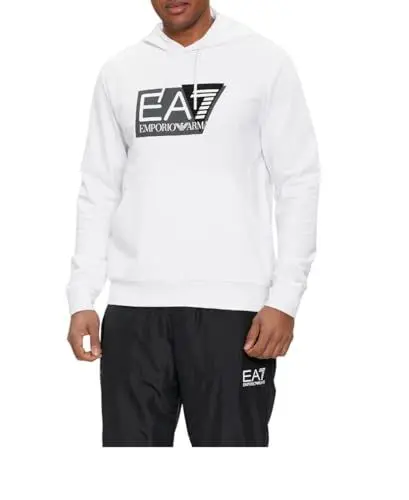 Produktbild: Emporio Armani EA7 Visibility Herren Sweatshirt mit Kapuze aus gebürsteter Baumwolle - 3DPM62, weiß, XL