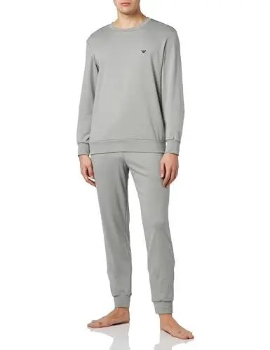 Produktbild: Emporio Armani Herren Emporio Armani Men's Interlock With Sweatshirt And Cuffed Pants Pajama Set, Stone, L EU