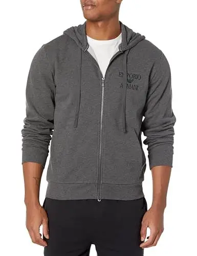 Produktbild: Emporio Armani Herren Emporio Armani Men's Zipped Iconic Terry Sweatshirt, Black Melange Grey, L EU