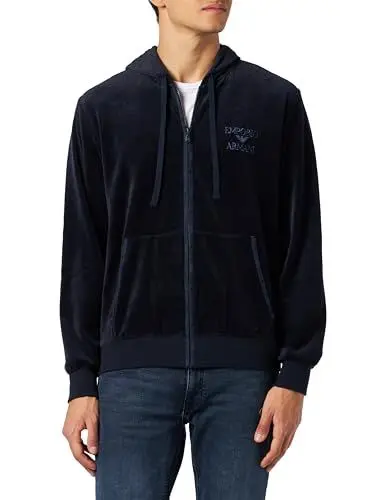 Produktbild: Emporio Armani Herren Emporio Armani Men's Zipped Jacquard Bold Logo Chenille Sweatshirt, Marine, L EU