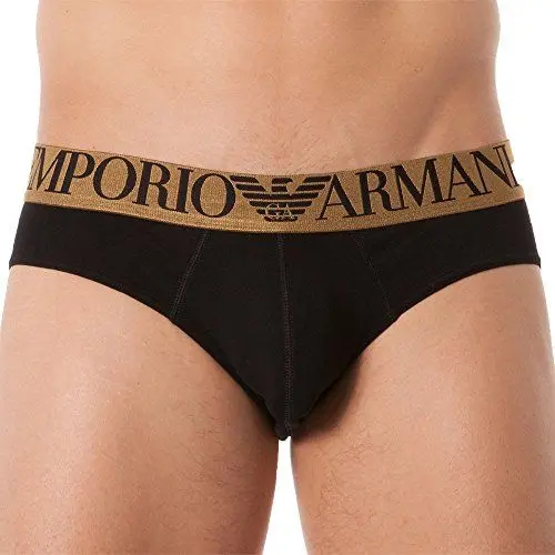 Produktbild: Emporio Armani Herren Stretch Cotton Metal Eagle Brief Unterhose, schwarz, X-Large