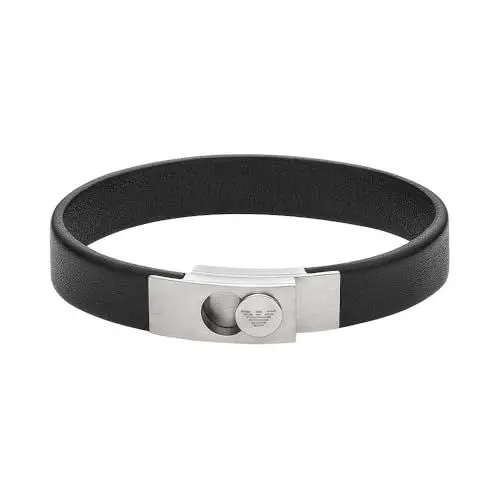 Produktbild: Emporio Armani Herrenarmband Edelstahl Leder schwarz, EGS3087040