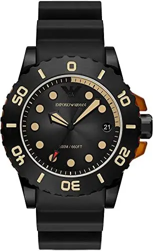 Produktbild: Emporio Armani Herrenuhr 3-Zeiger-Werk Datum biobasiert Acetat Edelstahl Schildpattoptik schwarz, AR11539