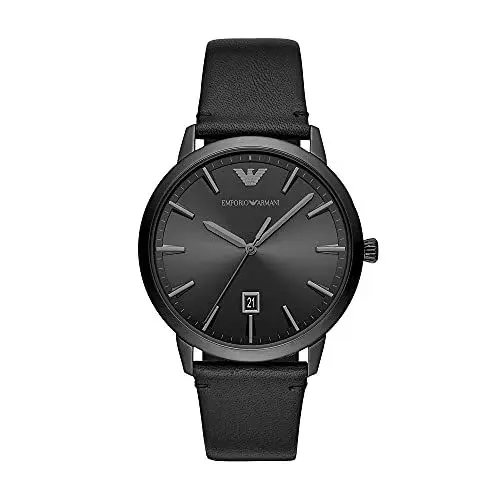 Produktbild: Emporio Armani Herrenuhr , DreizeigerDatumswerk, 43mm Schwarzes Edelstahlgehäuse mit Lederarmband, AR11278