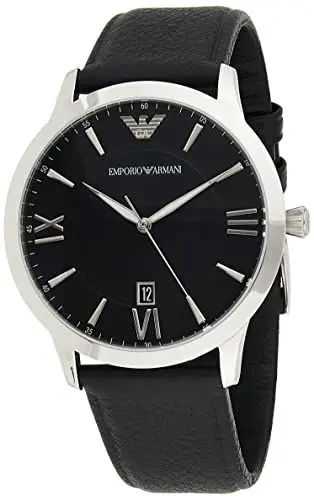 Produktbild: Emporio Armani Herrenuhr , DreizeigerDatumswerk, 43mm Silbernes Edelstahlgehäuse mit Lederarmband, AR11210