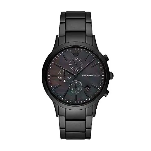 Produktbild: Emporio Armani Herrenuhr , QuarzChronographenwerk, 43mm Schwarzes Edelstahlgehäuse mit Edelstahlarmband, AR11242