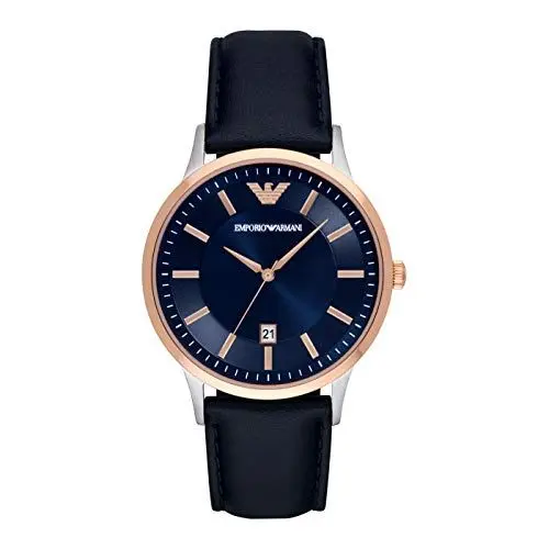 Produktbild: Emporio Armani Herrenuhr , Zweizeigeruhrwerk mit Datum, 43mm Silbernes Edelstahlgehäuse mit Lederarmband, AR11188