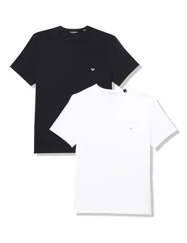 Produktbild: Emporio Armani Herren Pure Cotton 2-pack T-Shirt, White/Black, XL EU