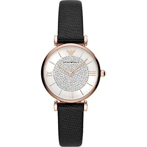 Produktbild: Emporio Armani Uhr für Damen , Zweizeiger Uhrwerk, 32mm Rose Gold Edelstahlgehäuse mit einem Lederarmband, AR11387