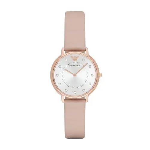 Produktbild: Emporio Armani Uhr für Damen , Zweizeiger Uhrwerk, 32mm Rose Gold Edelstahlgehäuse mit einem Lederarmband, AR2510