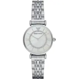 Produktbild: Emporio Armani Uhr für Damen , Zweizeiger Uhrwerk, 32mm Silbernes Edelstahlgehäuse mit Edelstahlarmband, AR1925