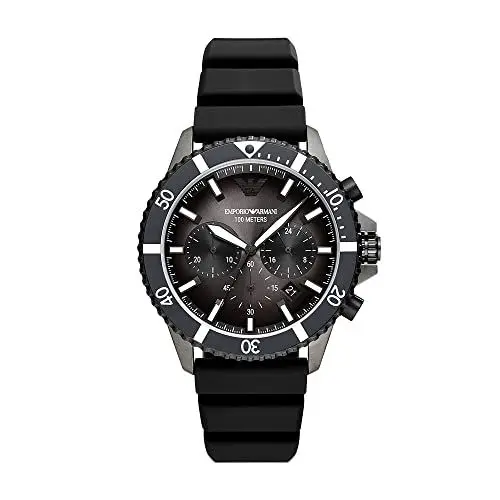 Produktbild: Emporio Armani Uhr für Herren, Chronographenwerk, 43MM Gunmetal Edelstahlgehäuse mit Silikonarmband, AR11515