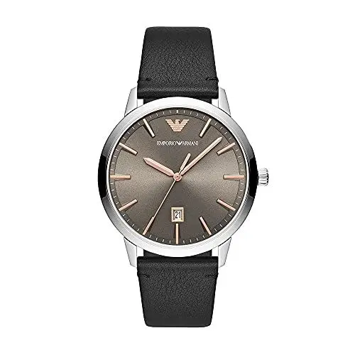 Produktbild: Emporio Armani Uhr für Herren, DreizeigerDatumswerk, 43mm Silbernes Edelstahlgehäuse mit Lederarmband, AR11277, Braun