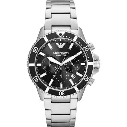 Produktbild: Emporio Armani Uhr für Herren , Chronographenwerk, 43mm Silbernes Edelstahlgehäuse mit Edelstahlarmband, AR11360