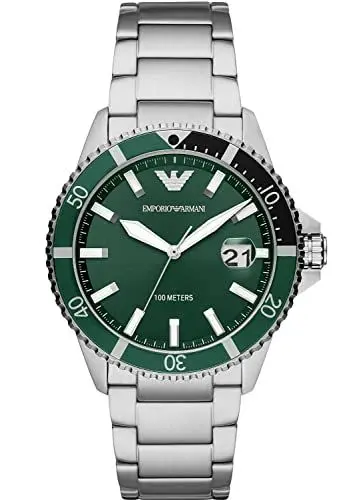 Produktbild: Emporio Armani Uhr für Herren , DreizeigerDatumswerk, 42mm Silbernes Edelstahlgehäuse mit Edelstahlarmband, AR11338
