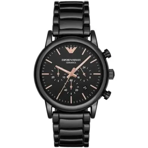 Produktbild: Emporio Armani Uhr für Herren , QuarzChronographenwerk, 43mm Schwarzes Keramikgehäuse mit Keramikarmband, AR1509