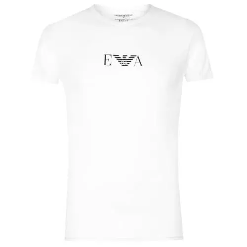 Produktbild: Emporio Armani Underwear Herren Emporio Armani Men's Basic-Essential Monogram 2-Pack T-Shirt with Crew Neck Schlafanzugoberteil, Weiß, XL (2er Pack)