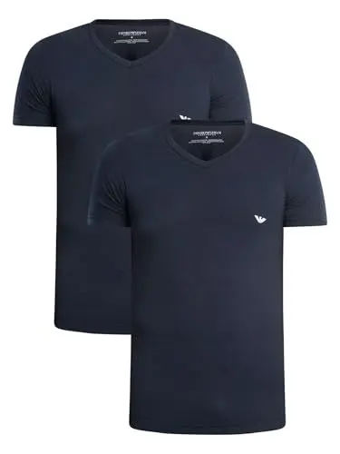 Produktbild: Emporio Armani Underwear Men's 2-Pack V Neck T-Shirt, Marine/Marine, L (2er Pack)