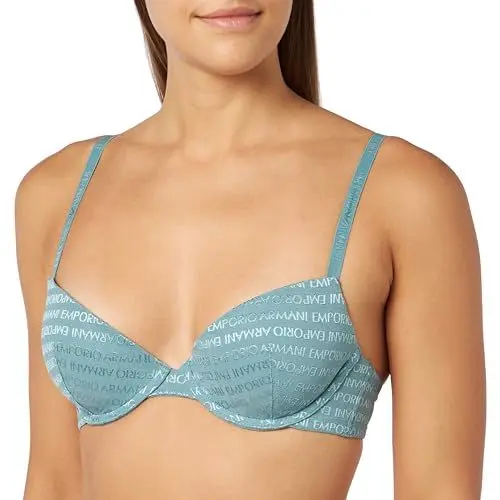 Produktbild: Emporio Armani Women's Push Up Bra with Removable Pads and All Over Logo Mesh, 34C
