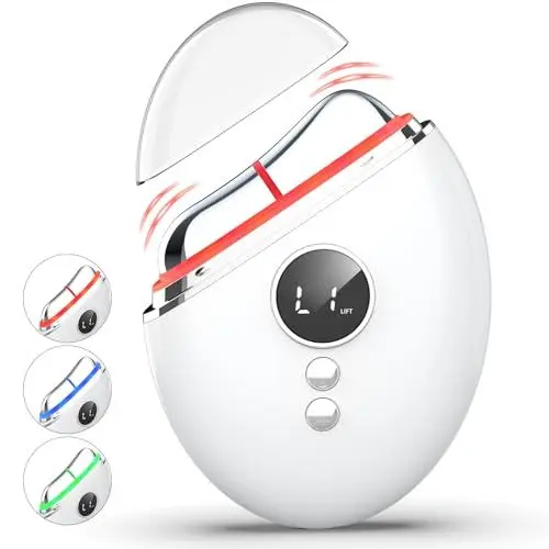 Produktbild: EMS Gua Sha, Profey Gesichtsmassagegerät, Gua Sha Elektrisch mit Wärme, EMS Gerät Gesicht mit Rotlicht, Blau, Grün, Gesicht Lifting Gerät Für Gesicht Anti Falten Anti Aging