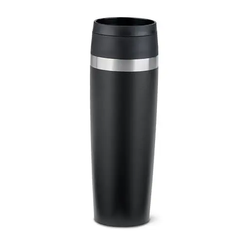 Produktbild: Emsa N2023550 Travel Mug Classic 0,5 Liter, neuer Komfort-Schraubverschluss, Pulverbeschichtung, Edelstahl, 6h heiß und 12h kalt, 100% dicht, 360°-Trinköffnung, Edelstahl, schwarz