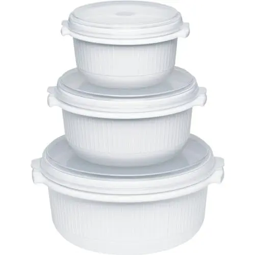 Produktbild: Emsa 459061200 3-teiliges Mikrowellentopf-Set, 0,5 Liter, 1 Liter, 1,5 Liter, Kunststoff, Weiß, Micro Family