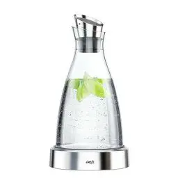 Produktbild: Emsa 505219 Flow Kühlkaraffe | Formschönes Design | Kühlleistung für 4h | Kühlpad | Glas und Edelstahl | Transparent | 1 Liter, 14 x14x30cm