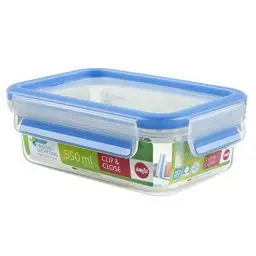 Produktbild: Emsa 508538 Clip & Close Frischhaltedosen | 0,55 L | Rechteckig Klassikformat | Transparent/Blau | Clipboxen | 100% Dicht