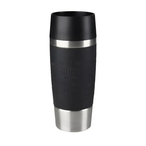 Produktbild: Emsa 513361 Travel Mug Classic Thermo-/Isolierbecher, Fassungsvermögen: 360 ml, hält 4h heiß/ 8h kalt, 100% dicht, auslaufsicher, Quick-Press-Verschluss, 360°-Trinköffnung, schwarz