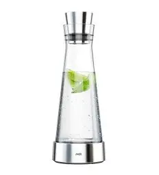 Produktbild: Emsa 514233 Flow Slim Glaskaraffe | mit Kühlelement, Glas | Elegantes Design | 1 Liter | Transparent, 11 x 11 x 38.2 cm