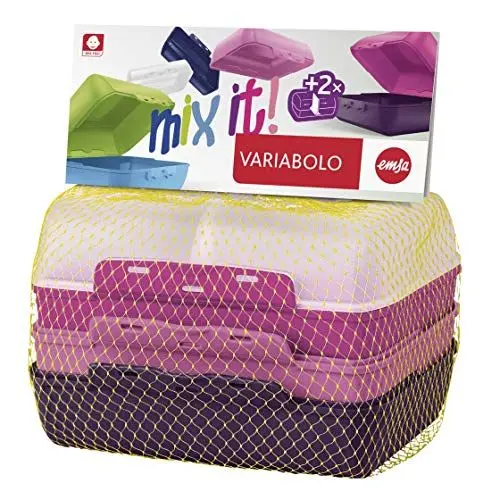 Produktbild: Emsa 517052 Variabolo 4-teiliges Frischhaltedosen Girls-Set, 16 x 11 x 7 cm, beidseitig zu öffnen, platzsparend ineinander stapelbar, rosa