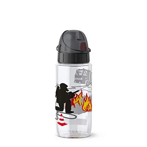 Produktbild: Emsa 518305 Drink2Go Tritan Trinkflasche | 0,5 Liter | Auto-Close-Kinderverschluss | 100% dicht | auslaufsicher | spülmaschinenfest | BPA frei | Fireman