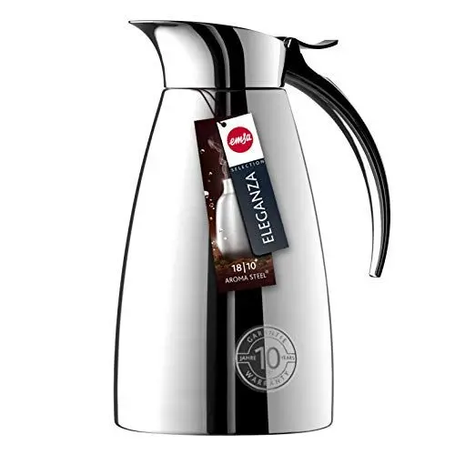 Produktbild: Emsa Eleganza Isolierkanne 502488 | 0,6 L Fassungsvermögen | Easy Open Verschluss | 12h heiß, 24h kalt | Edelstahl