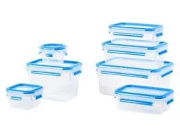 Produktbild: EMSA Clip & Close Frischhaltedosen-Set, 0,15 u. 0,2 u. 2 x 0,55 u. 1,1 u. 1 u. 2,2 L, mit Deckel, Aufbewahrungsboxen, 100 Prozent dicht, spülmaschinen-, gefrier-, mikrowellenfest, Blau, N10316
