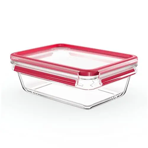 Produktbild: Emsa Clip & Close Frischhaltedose Glas 1,3l, Lunchbox Glas mit Deckel stapelbar, gefrierfest, backofenfest, mikrowellenfest, rutschfestes Stapeln, 100% dicht, spülmaschinenfest, N10410