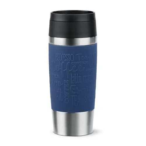 Produktbild: Emsa N20203 Travel Mug Classic Isolierbecher 0,36 Liter | neuer Komfort-Schraubverschluss | Edelstahl | 4h heiß und 8h kalt | 100% dicht | spülmaschinenfest | 360°-Trinköffnung | Dunkelblau