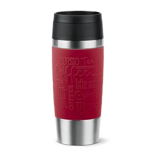 Produktbild: Emsa N20204 Travel Mug Classic Isolierbecher 0,36 Liter | neuer Komfort-Schraubverschluss | Edelstahl | 4h heiß und 8h kalt | 100% dicht | spülmaschinenfest | 360°-Trinköffnung | Dunkelrot