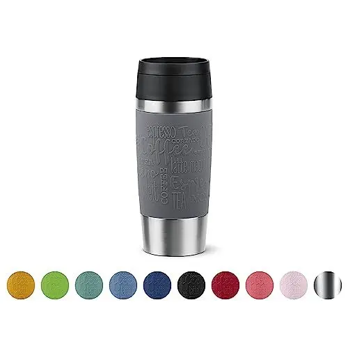 Produktbild: Emsa N20205 Travel Mug Classic Isolierbecher 0,36 Liter | neuer Komfort-Schraubverschluss | Edelstahl | 4h heiß und 8h kalt | 100% dicht | spülmaschinenfest | 360°-Trinköffnung | Dunkelgrau