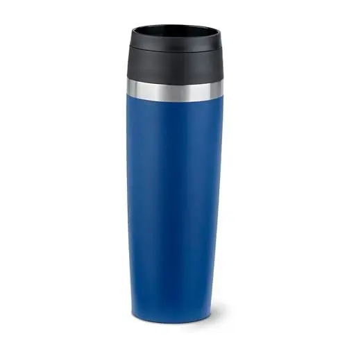 Produktbild: Emsa N2023650 Travel Mug Classic 0,5 Liter, neuer Komfort-Schraubverschluss, Pulverbeschichtung, Edelstahl, 6h heiß und 12h kalt, 100% dicht, 360°-Trinköffnung, Edelstahl, dunkelblau