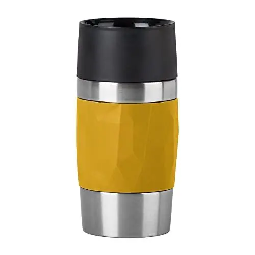 Produktbild: Emsa N21610 Travel Mug Compact Thermo/Isolierbecher aus Edelstahl | 0,3 Liter | 3h heiß 6h kalt | BPA-Frei | 100% dicht | auslaufsicher | 360°-Trinköffnung | Gelb | 1 Stück (1er Pack)