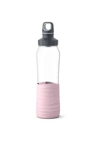 Produktbild: Emsa N31005 Drink2Go Glas Trinkflasche | Fassungsvermögen: 0,7 Liter| Schraubverschluss | 100% dicht | spülmaschinenfest | Rosa