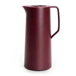 Produktbild: Emsa Motiva Isolierkanne, 1 Liter, Quick-Press-Verschluss, 12h heiß, 24h kalt, Glaskolben, Made in Germany, Nordisches Design, weinrot, N41702