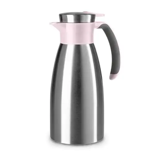 Produktbild: Emsa Soft Grip Isolierkanne, 1 Liter, Edelstahl, 12 Stunden heiß + 24 Stunden kalt, Auslaufsicher, Rutschfester Griff, Farbe Puderrosa, N4120300