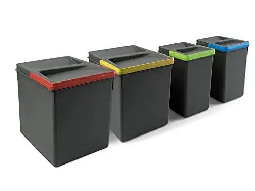 Produktbild: Emuca - Recycle Behälter für Küchenschublade, Höhe 266, 2x15L + 2x7L, Anthrazitgrauer Kunststoff, Kunststoff