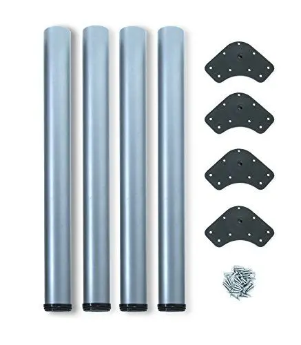 Produktbild: Emuca - Regulierbare Tischbeine Ø60x830mm, 4er Set aus Stahl, regulierbare Höhe 830-850mm, Silbergrau