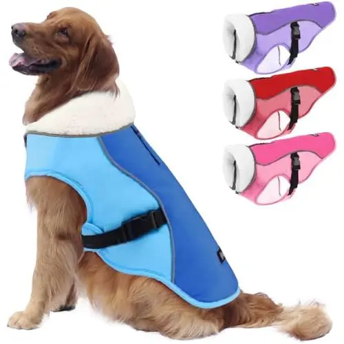 Produktbild: EMUST Dog Cold Weather Coats, Fleece Lining Small/Medium/Large Dog Jacket for Winter, Warm Warm Dog Winter Clothes for Large Dogs, New Blue, XL